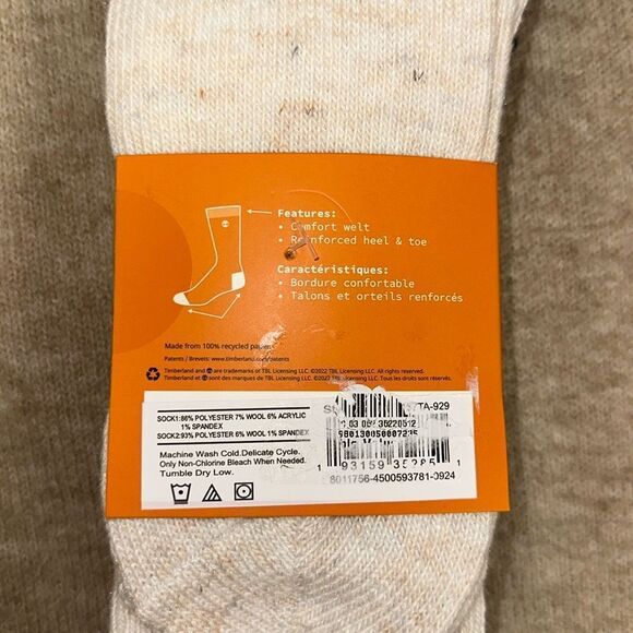 Timberland Ivory Pink W6.5-9.5βSuper Soft Wool Blend Knit Boot Socks Pack of 2 - Picture 7 of 9
